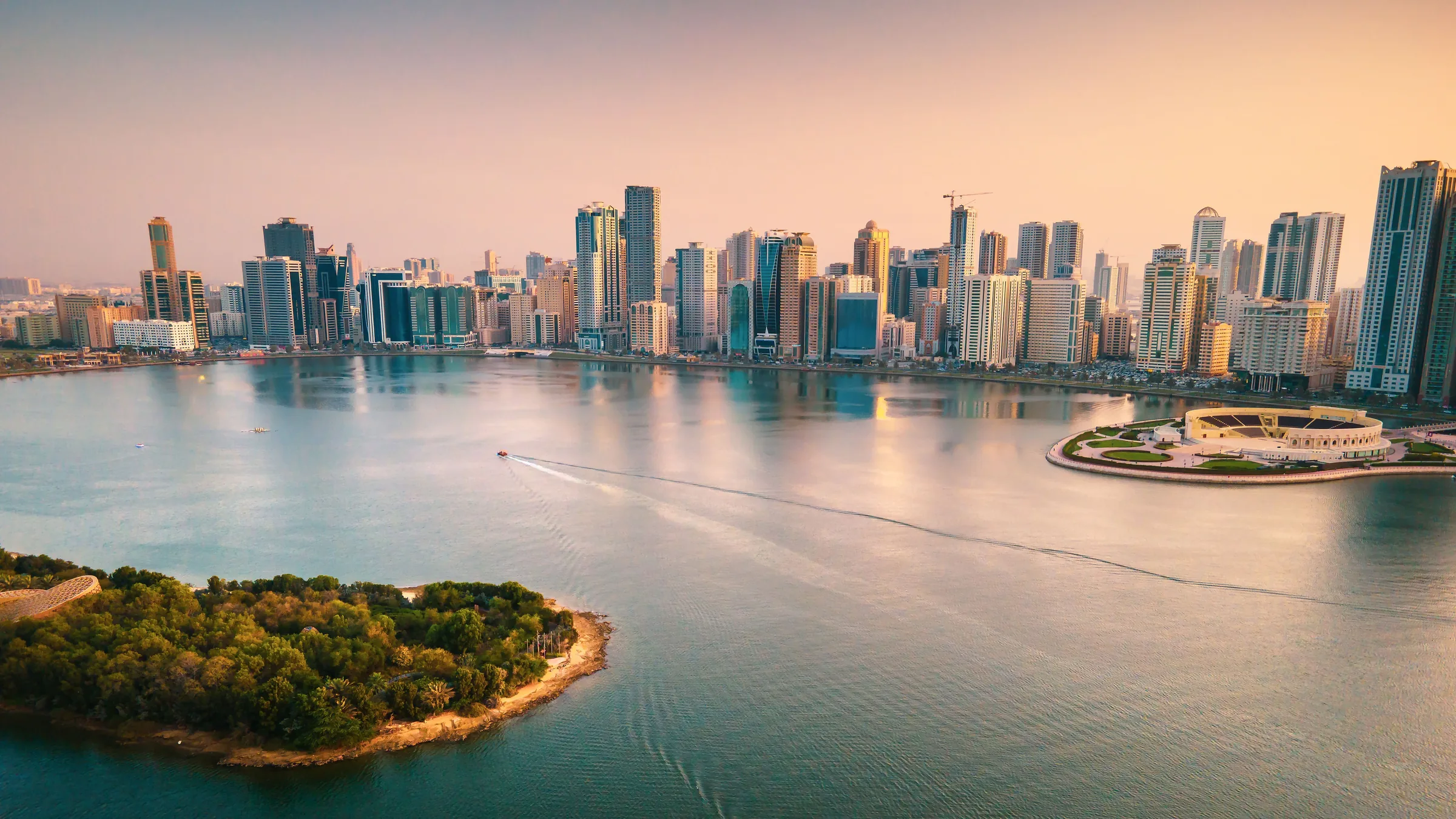 Sharjah skyline at sunset, UAE